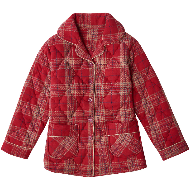 睡衣女秋冬纯棉夹棉保暖单件上衣