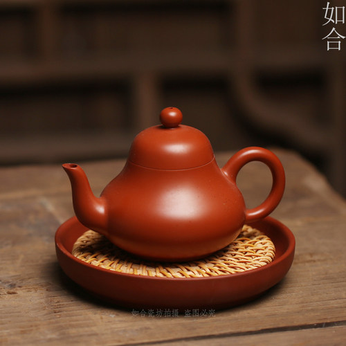 小号朱泥壶承配藤垫干泡盘茶盘