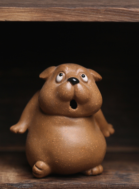 目瞪狗呆宜兴紫砂茶宠摆件茶玩小摆设犬可爱香插个性创意香座小狗