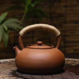 老安顺陆溢彬朱泥纯手工手拉提梁煮水壶砂铫明火炭电陶炉高温轻薄