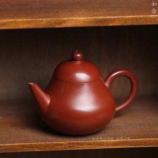 复古 剑式梨壶 宜兴紫砂朱泥吴建强功夫茶壶手把壶出水断水好茶具