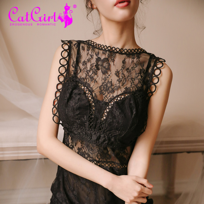 catgirl性感吊带睡裙夏季薄款睡衣女夏裙 蕾丝连衣裙睡裙子女夏天券后79.00元