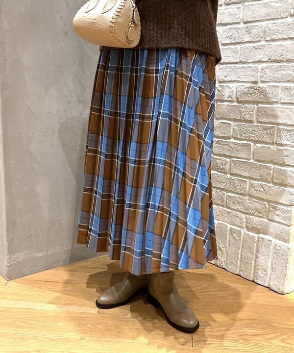 日代 B:MING by BEAMS pleated mix skirt 23AW 百褶格子半身裙