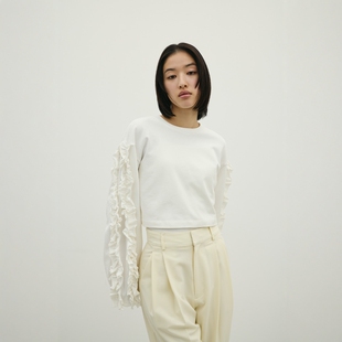 日代 STYLEMIXER Frill sleeve cut top 26SS 休闲荷叶边袖上衣