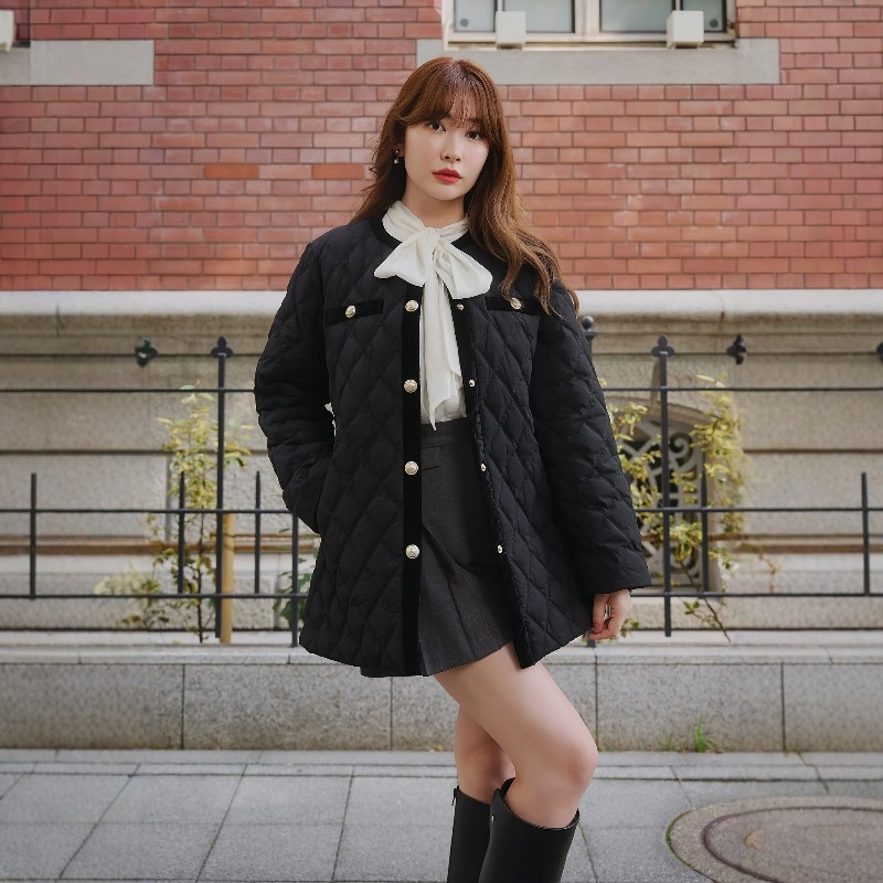 Herlipto优雅轻盈绗缝羽绒夹克