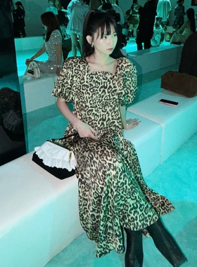 日代 Bibiy ANGIE LEOPARD DRESS 25AW 泡泡袖露背安吉豹纹连衣裙