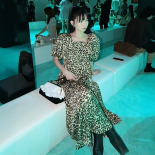 日代 Bibiy ANGIE LEOPARD DRESS 25AW 泡泡袖露背安吉豹纹连衣裙