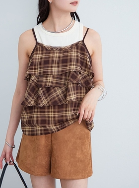 日代 mystic Checked frill cami 25SS 休闲格纹荷叶边吊带背心