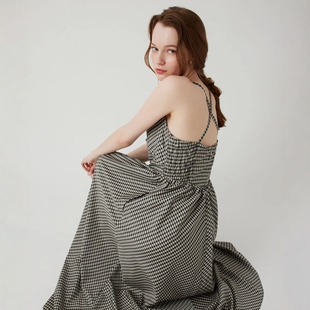 日代 DEICY Checked salope dress 25SS 百搭休闲格纹背带连衣裙