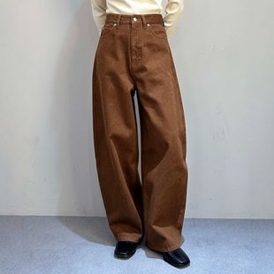 日代 1chaku. Cocoon denim pants 25AW 休闲廓形纯棉弯刀牛仔裤