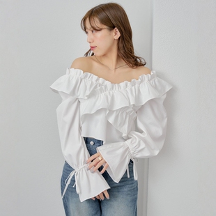 日代 Chico 2-way cross frill blouse 25SS 荷叶边露肩上衣衬衫