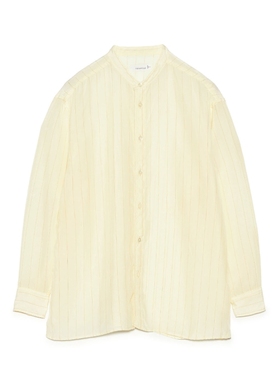 日代 nanamica Band Collar Shirt 26SS 铜氨纤维竖条纹透明衬衫