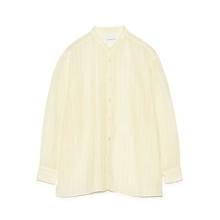 日代 nanamica Band Collar Shirt 26SS 铜氨纤维竖条纹透明衬衫