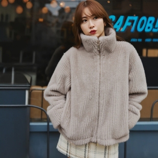 Faux Twila Fur Jacket 竖条纹毛绒拉链夹克 日代 25AW Herlipto