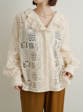日代 Omekashi Lace frill shirt 25AW 气质温柔蕾丝荷叶边衬衫