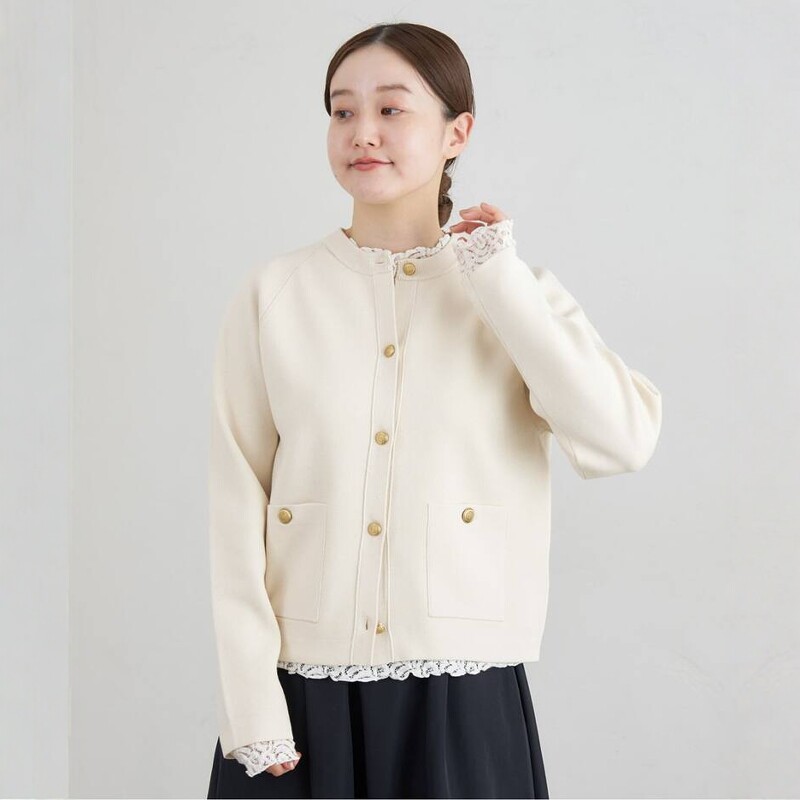 日代 IENA Milan Rib Cardigan 25AW 金色纽扣休闲圆领针织开衫
