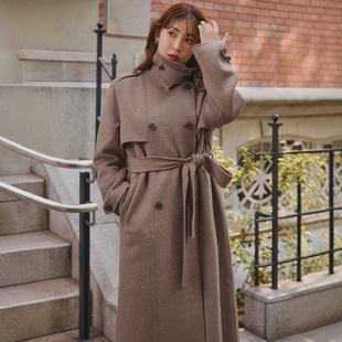 日代 Herlipto Wool Blend Trench Coat 25AW 双排扣绑带外套