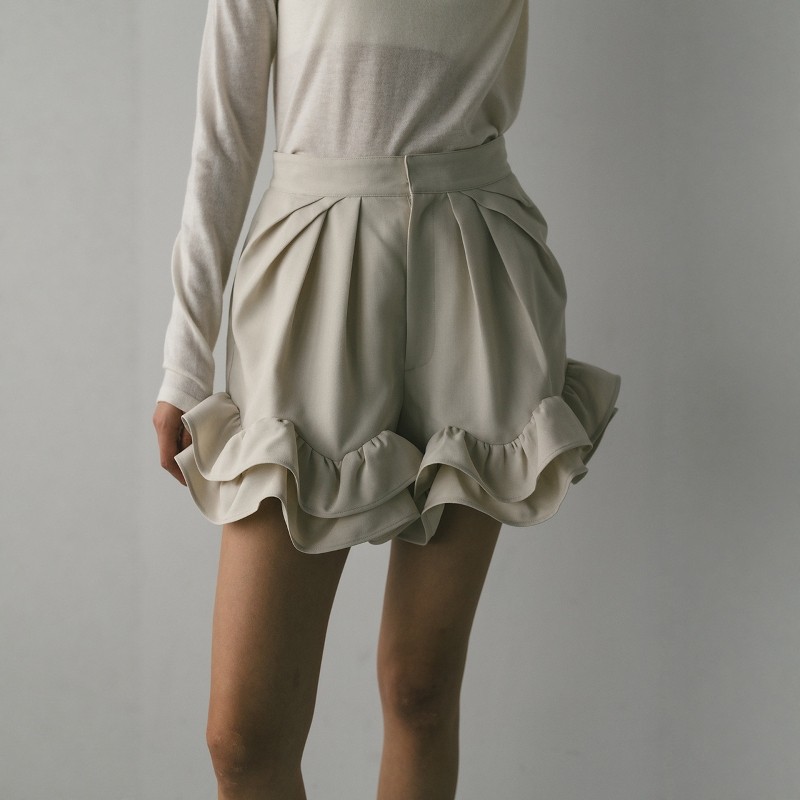 日代 STYLEMIXER Frill hem shorts 25AW 精致荷叶边下摆设计群裤
