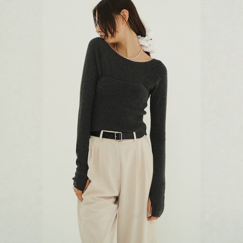 CLANE两件式抹胸套装针织上衣