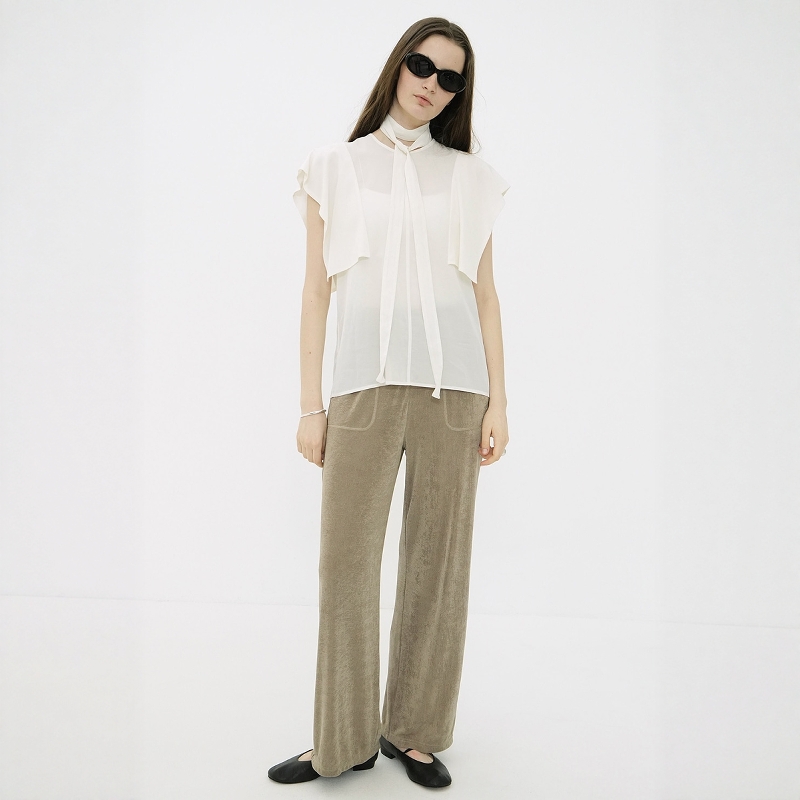CLANE日系领结荷叶边方袖衬衫