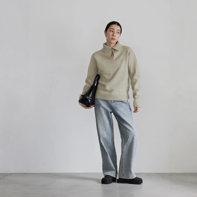 selectMOCA纽扣设计高领针织衫