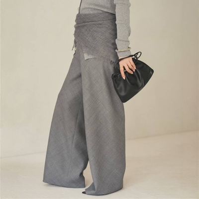 Plage宽松精致羊毛斜纹休闲裤