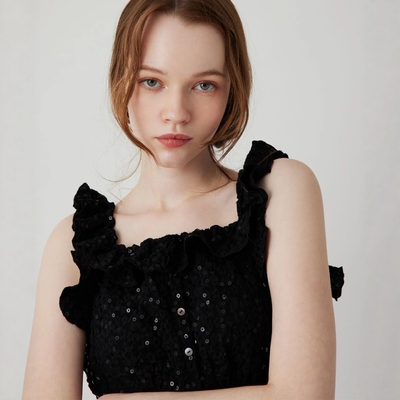 DEICY花卉图片褶边吊带背心