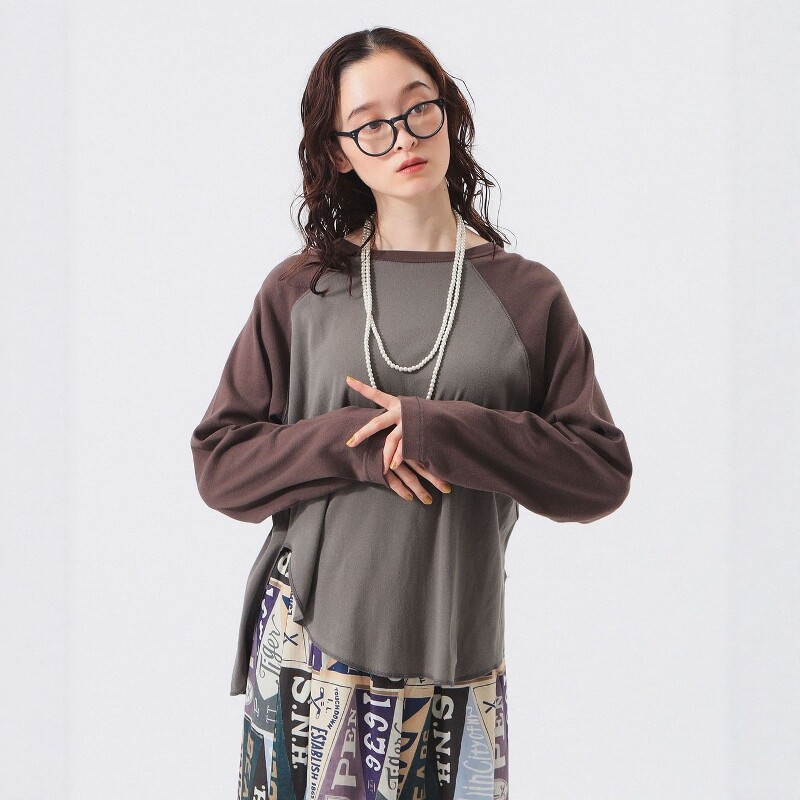 日代 BEAMS BOY Crazy Baseball L/S T  25AW 拼色撞色长袖T恤