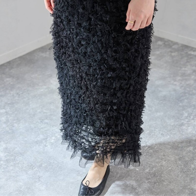 日代 IENA Tulle Tape Skirt 26SS 优雅精致轻盈薄纱褶皱半身裙