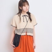 ambi.MAX 25SS Openwork 日代 collared pullover 系带针织衫