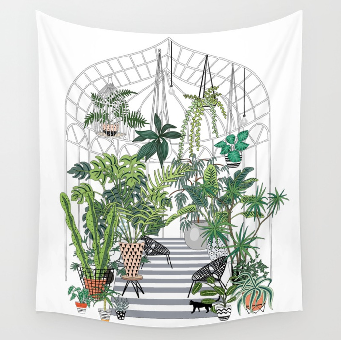 北欧ins风挂布绿色园林植物园民宿出租房直播拍照道具床头装饰布