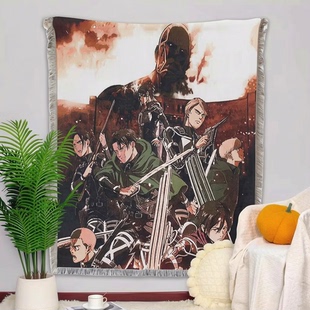 跨境外贸沙发毯进击的巨人海报挂毯沙发巾日式动漫卡通装饰盖布巾