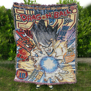 日本动漫卡通美式挂毯毛毯盖巾复古风沙发毯七龙珠单人沙发巾盖布