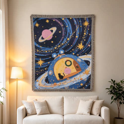 出口猫咪闯进梵高名画里艺术挂毯