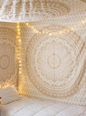 北欧ins房间改造背景挂布Mandala印度曼陀罗挂毯民族墙面装饰画布