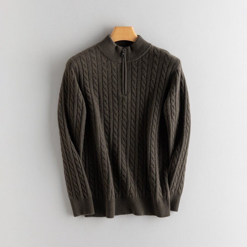 【吴姐严选】男士长袖扭花拉链半高领商务纯山羊绒衫保暖加厚毛衣,女装/女士精品,羊绒衫,淘宝优惠券,粉丝福利购,淘宝优惠卷