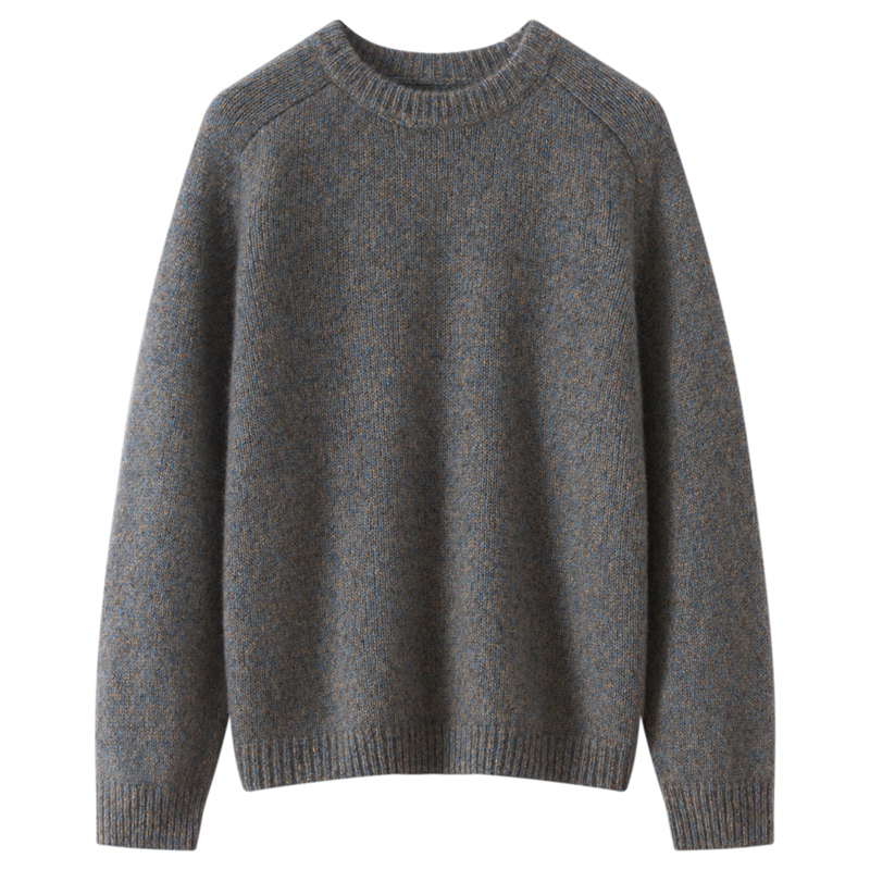 桑蚕丝羊绒衫女圆领花纱针织套头