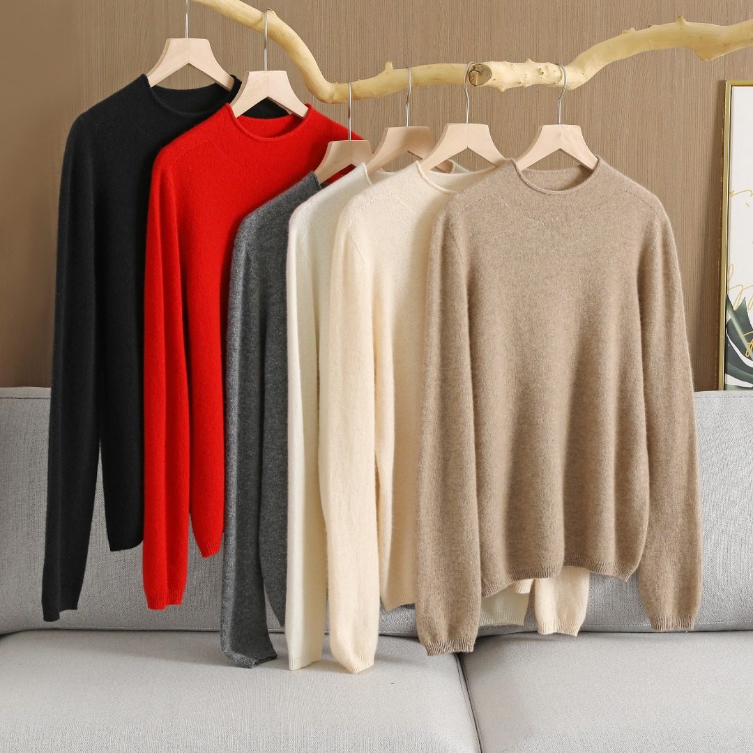 极简风圆领羊绒衫女长袖套头宽松针织打底衫秋冬保暖毛衣,女装/女士精品,羊绒衫,淘宝优惠券,粉丝福利购,淘宝优惠卷