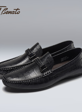 宾度男鞋春秋季男士商务休闲皮鞋男真皮软底舒适爸爸鞋套脚豆豆鞋