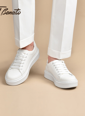 宾度男鞋秋冬季男士休闲鞋男真皮厚底增高小白鞋时尚百搭板鞋子潮