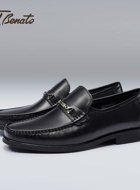 宾度男鞋秋冬季男士商务正装皮鞋男真皮套脚舒适爸爸鞋软皮乐福鞋