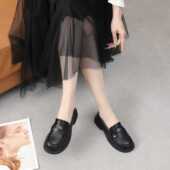 时尚 女鞋 英伦风皮鞋 真皮乐福鞋 2026年春季 新款 百搭舒适单鞋 9060