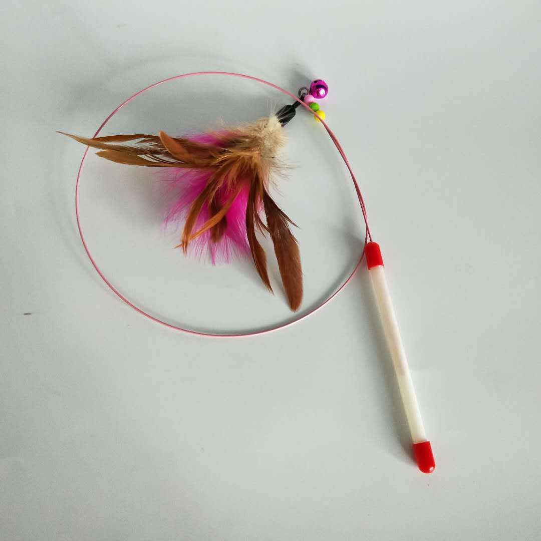 清仓金属钢丝逗猫棒 猫咪玩具宠物玩具带羽毛铃铛逗猫杆宠物用品