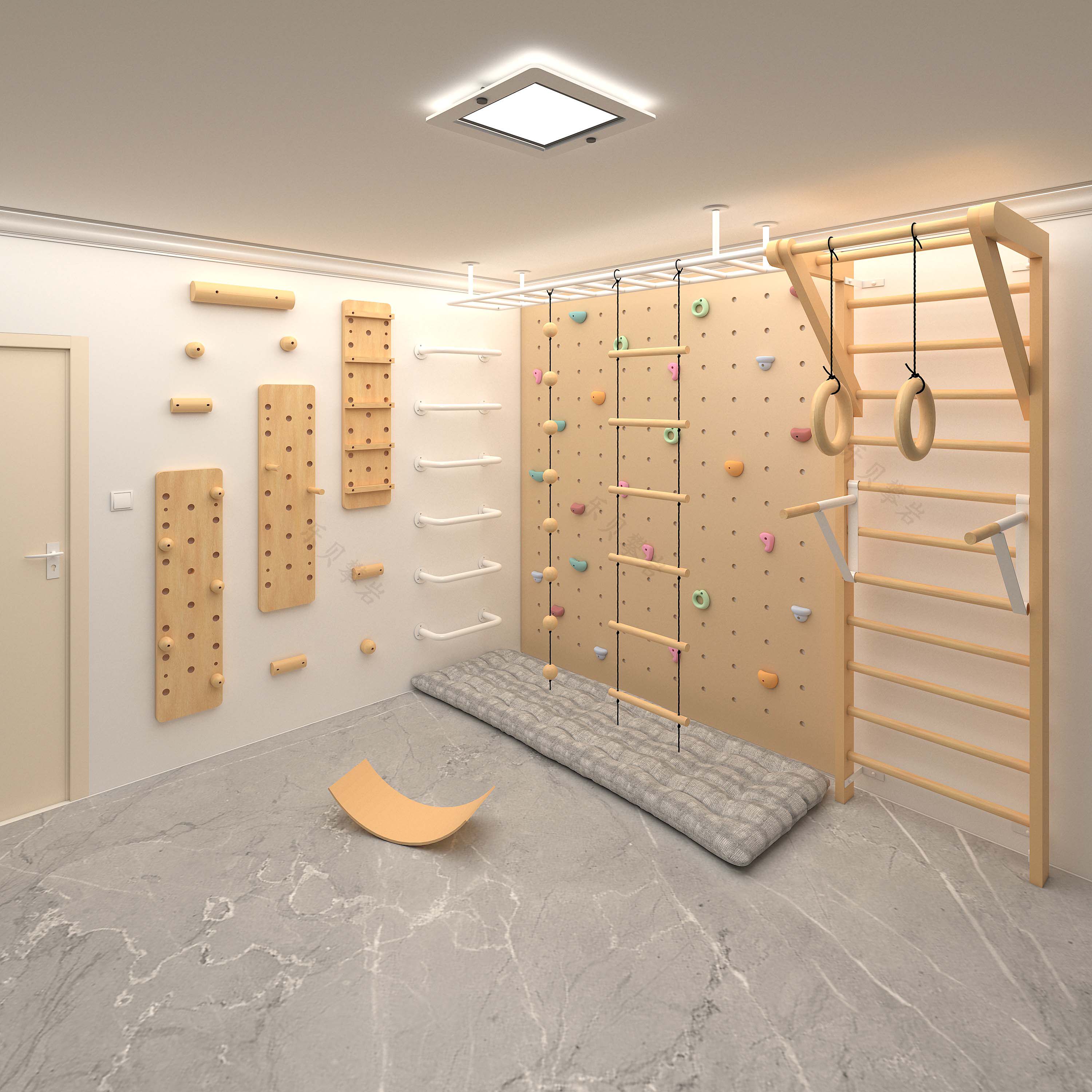 木质攀岩墙儿童室内攀爬墙攀爬架幼儿园体能攀岩设计感统训练器材