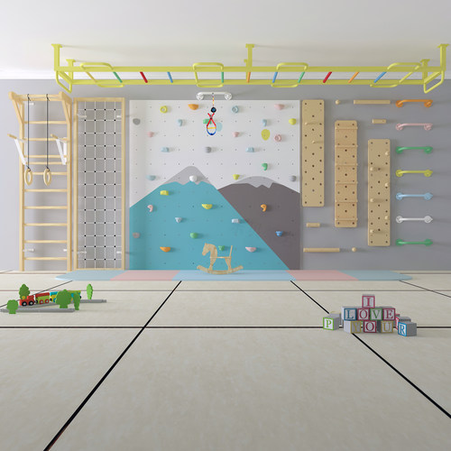 儿童房室内攀岩墙云梯攀爬架定制