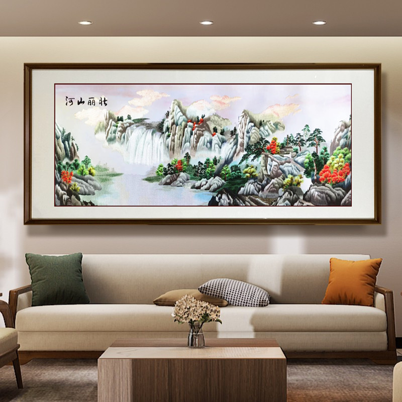 苏绣精品山水画工艺礼品厂家直销