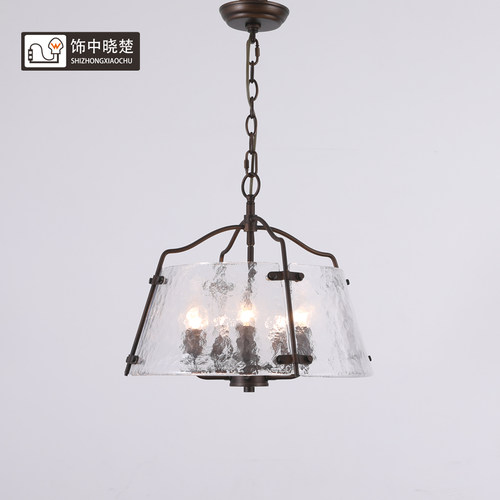美式复古大气铁艺书房餐厅吊灯