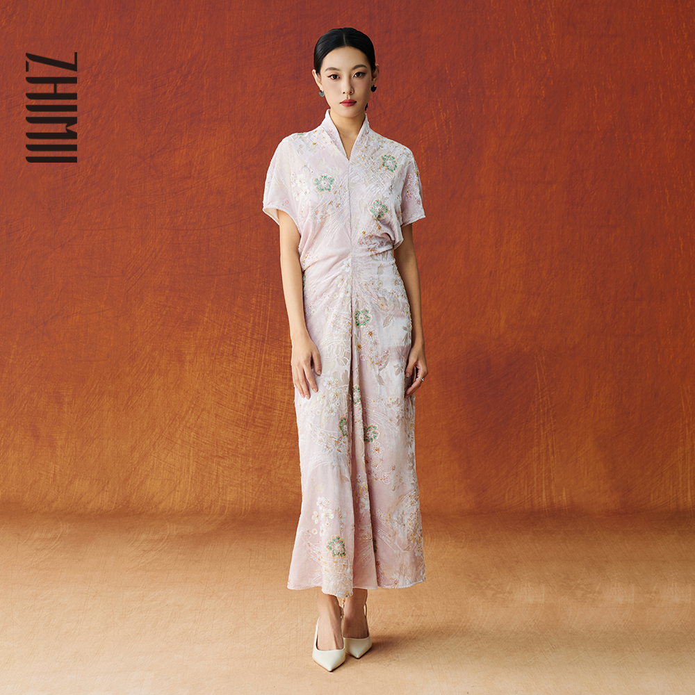 【ZHIMI识弥】26新年烧花金丝丝绒刺绣改良旗袍收腰短袖连衣裙,女装/女士精品,连衣裙,淘宝优惠券,粉丝福利购,淘宝优惠卷