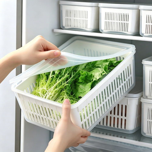 冰箱蔬菜保鲜盒沥水收纳盒食品级
