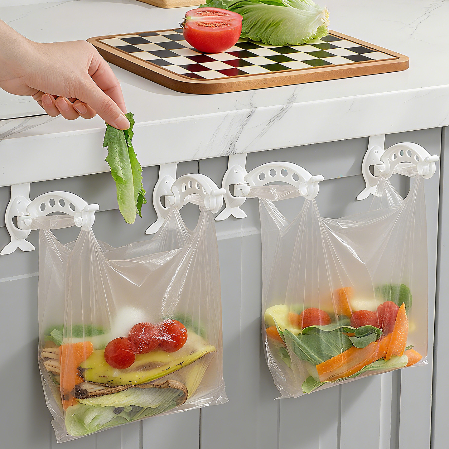 厨房橱柜门壁挂式折叠垃圾袋支架